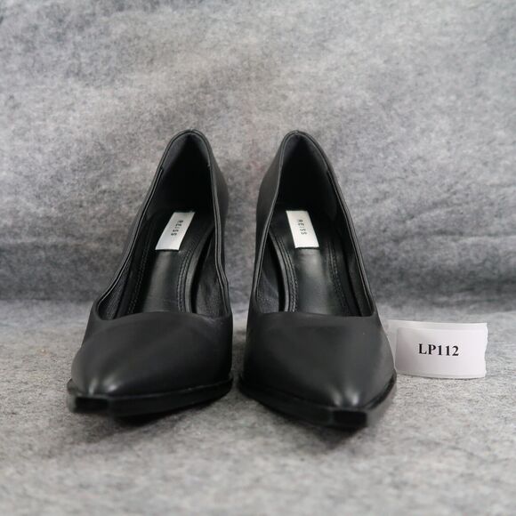 Reiss Shoes Women 38 Pump Heels Leather Pointed Toe Ada Court Career Party Black - Picture 2 of 16